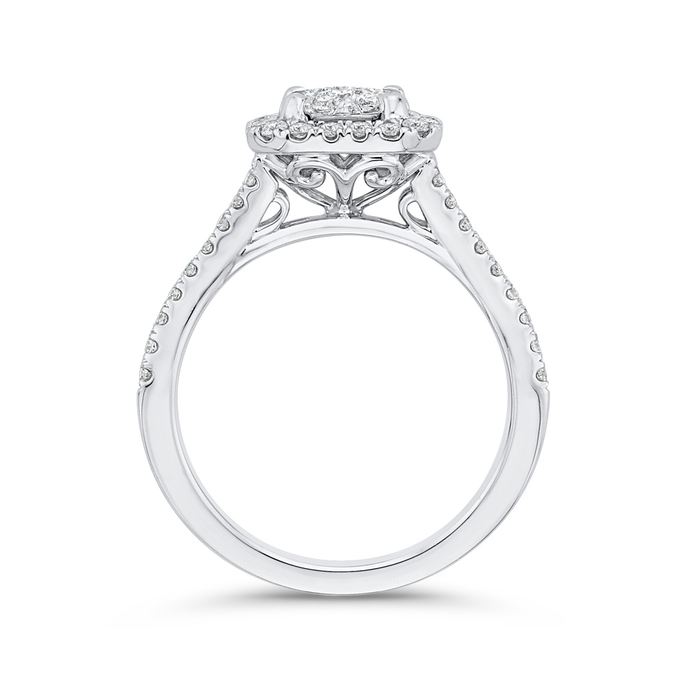 Stunning 14K White Gold and Diamond Split Shank Engagement Ring
