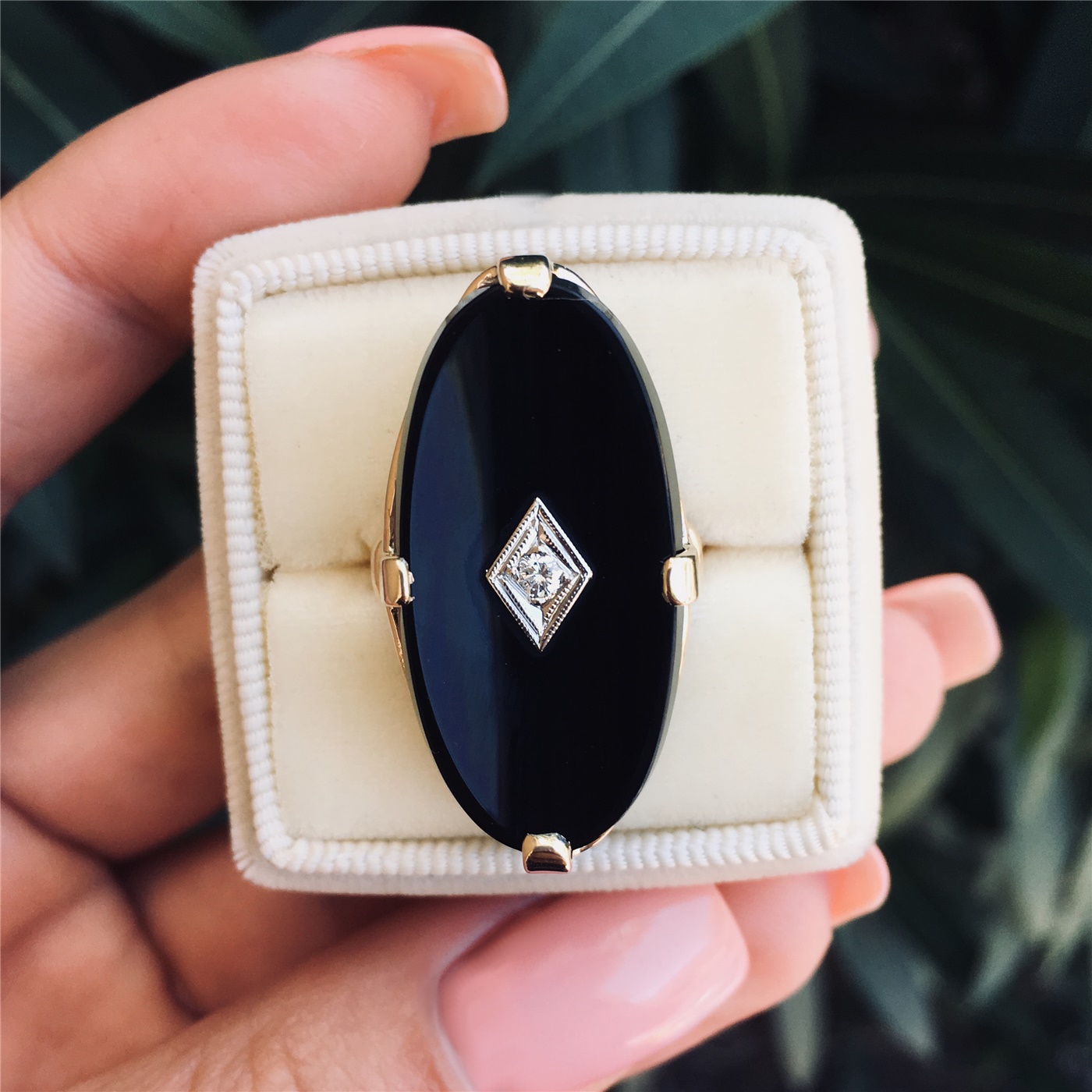 Vintage 1960s Black Onyx Diamond Ring It S A Looong Piece Of Onyx