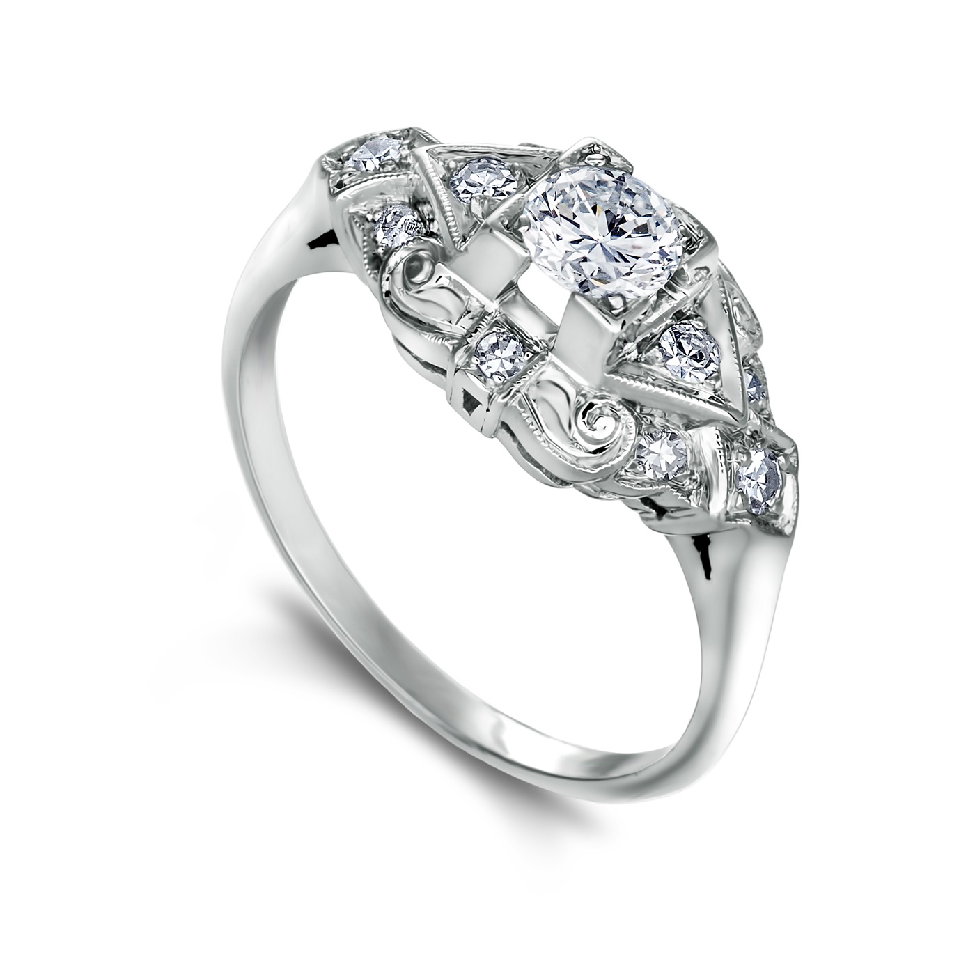 Vintage Platinum and Diamond Engagement Ring - only $1195
