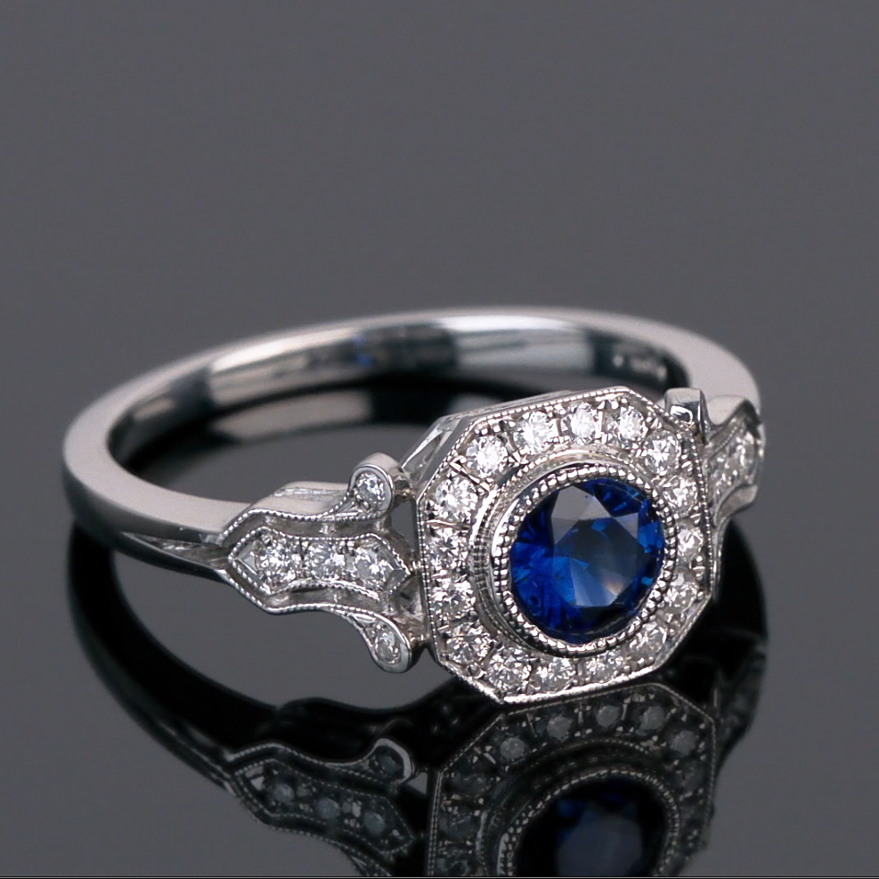 Estate Diamond And Sapphire Rings ~ Sapphire Vintage Ring Platinum ...