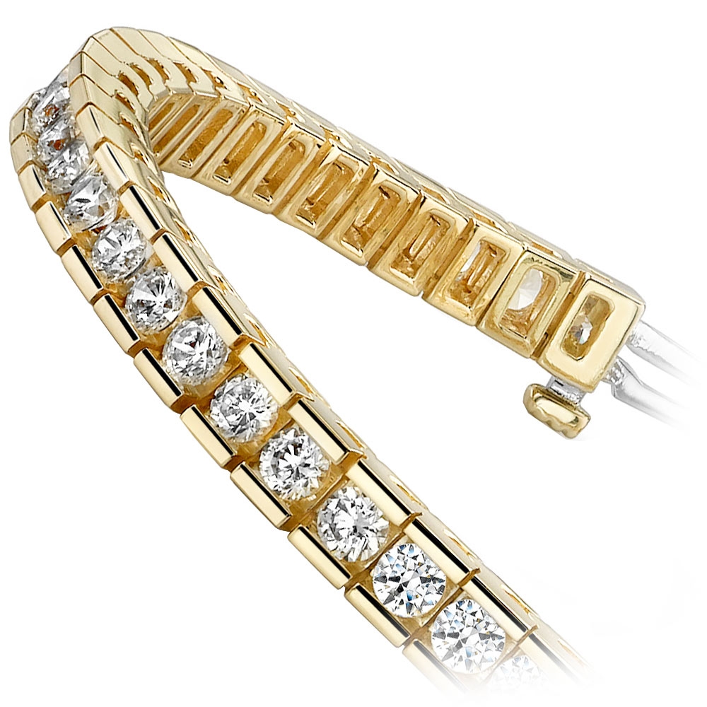 14K Yellow Gold Channel Set Diamond Tennis Bracelet - 4 ct Diamond Bracelet Sale in Modesto