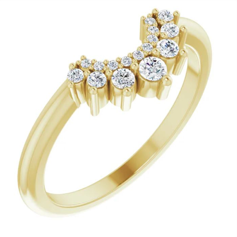 Diamond Engagement Wedding Curved Band In 14K Gold 